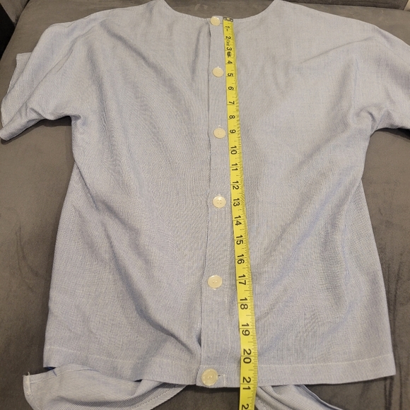 Madewell Button Back Front Tie Striped Shirt Blouse Size XXS - Picture 6 of 9